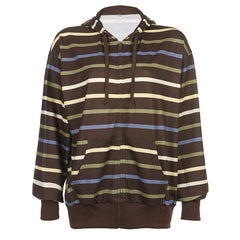 Aesthetic Fairycore Striped Zip Up Hoodie - fairypeony
