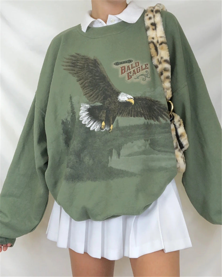 Bald Eagle Sweatshirt, , women clothing, bald-eagle-sweatshirt, green, L, M, S, XL, XXL, XXXL, fairypeony