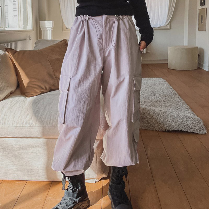 Ruched Parachute Baggy Cargo Pants - fairypeony