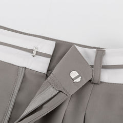 Patchwork Waist Baggy Pleated Tailored Pants - fairypeony