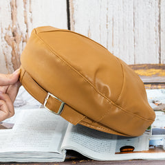 Pu Leather Square Buckle Hat, , women clothing, pu-leather-square-buckle-hat, , fairypeony
