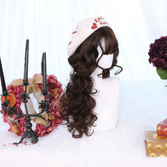 Chocolate & Walnut Harajuku Curly Wig, , women clothing, air-bangs-high-temperature-silk-chemical-fiber-wig, , fairypeony