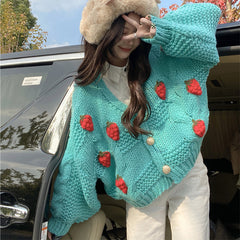 Strawberry Crochet Cardigan, , women clothing, strawberry-crochet-cardigan, pink, white, fairypeony