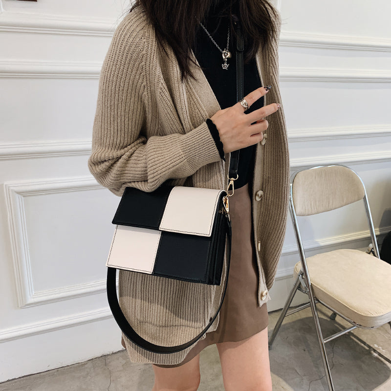 Contrast Stitching Square Shoulder Bag, , women clothing, contrast-stitching-square-shoulder-bag, , fairypeony