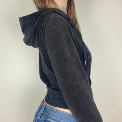 Grunge Zip Up Cropped Hoodie - fairypeony