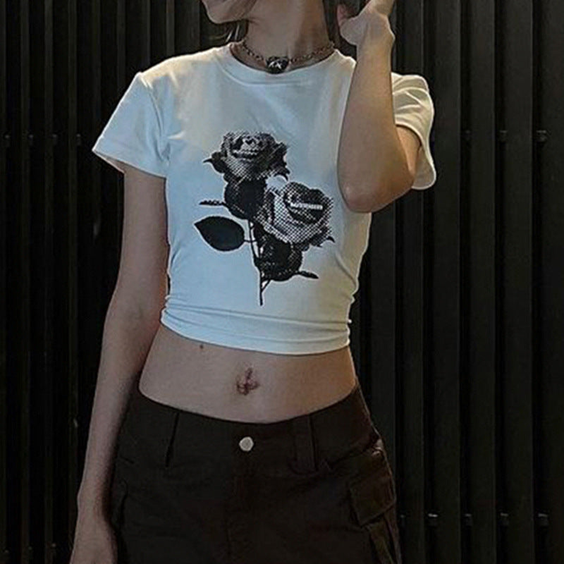 Floral Print Y2K Crop Top - fairypeony