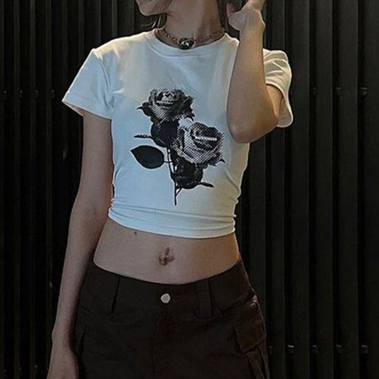 Floral Print Y2K Crop Top - fairypeony