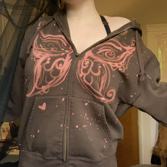 Butterfly Fairy Grunge Hoodie, , women clothing, butterfly-fairy-grunge-hoodie, brown, Fairy Grunge, L, M, S, fairypeony