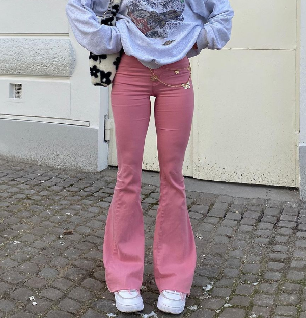 Bubble Gum Flare Leg Jeans, , women clothing, bubble-gum-flare-leg-jeans, pink, fairypeony