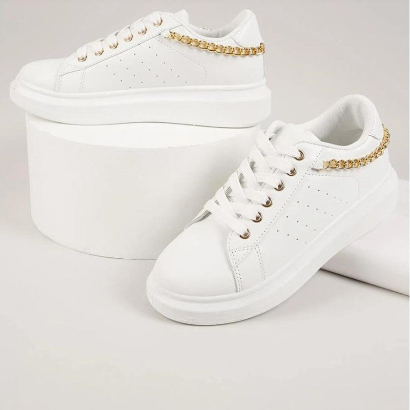 Thick Sole Metal Chain Casual Sports Sneakers, , women clothing, thick-sole-metal-chain-casual-sports-sneakers, , fairypeony