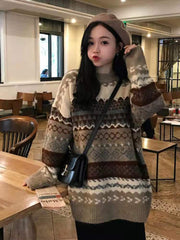 80's Grandma Knit Jumper, , women clothing, 80s-grandma-knit-jumper, grey, khaki, white, fairypeony