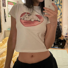 Love Bunny White Crop Top - fairypeony