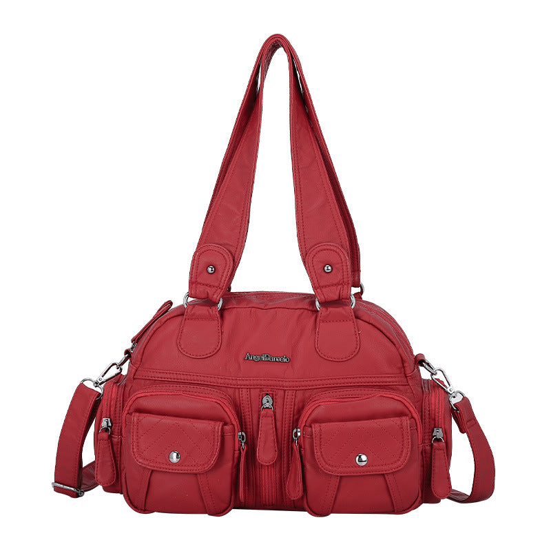 Solid Color Cargo Messenger Bag - fairypeony