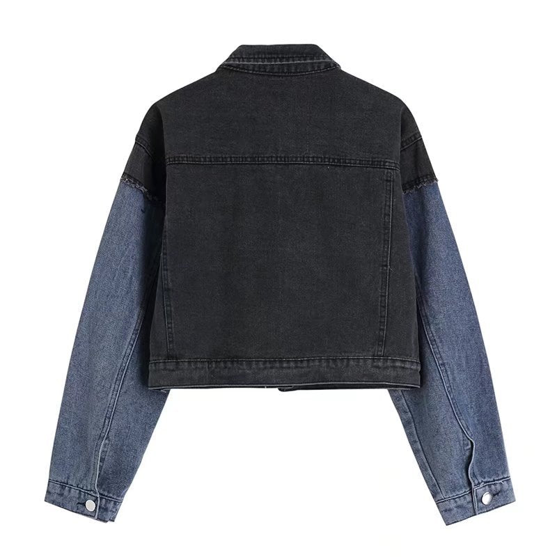 Retro Patchwork Denim Jacket, , women clothing, retro-patchwork-denim-jacket, , fairypeony