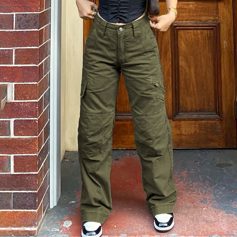 Pocket Patched Straight Cargo Jeans - fairypeony