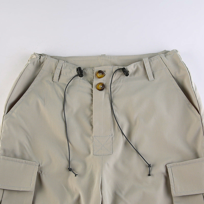 Ruched Pocket Detail Parachute Cargo Pants - fairypeony