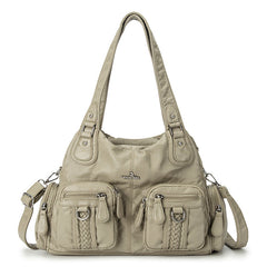 Solid Color Cargo Messenger Bag - fairypeony