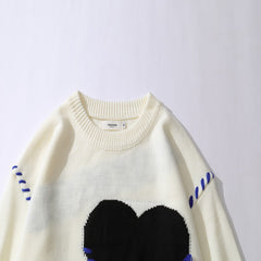 Heart Catcase Embroidered Sweater, , women clothing, heart-catcase-embroidered-sweater, black, L, M, white, XL, fairypeony