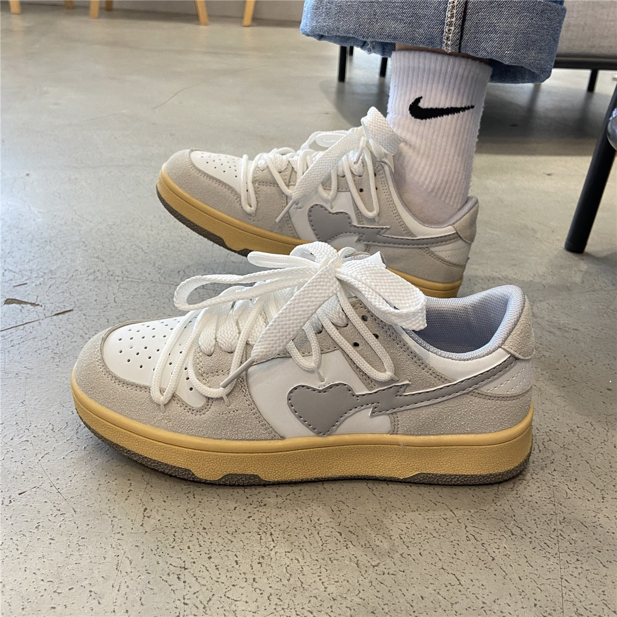 Retro Casual Love Sneakers, , women clothing, retro-casual-love-sneakers, greeen, grey, khaki, red, fairypeony