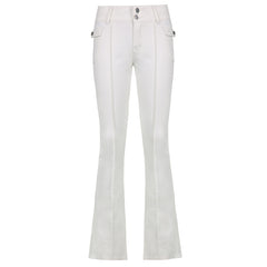 Low-waist Side Pockets Retro Trousers, , women clothing, low-waist-side-pockets-retro-trousers, , fairypeony