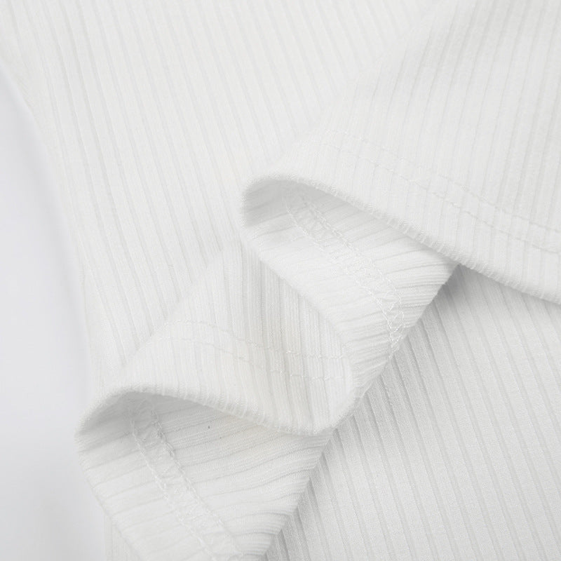 Lace Trim White Ribbed Knit Top - fairypeony