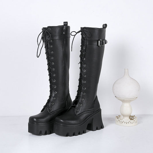 Long British Style High Boots, , women clothing, long-british-style-high-boots, black, fairypeony