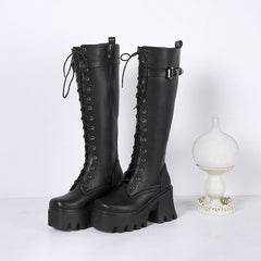 Long British Style High Boots, , women clothing, long-british-style-high-boots, black, fairypeony