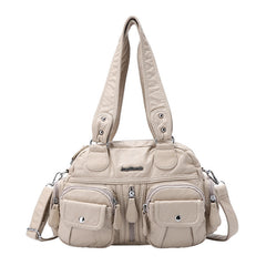 Solid Color Cargo Messenger Bag - fairypeony