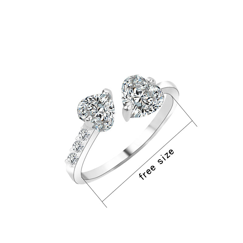 Heart Zircon Brass Ring, , women clothing, heart-zircon-brass-ring, , fairypeony