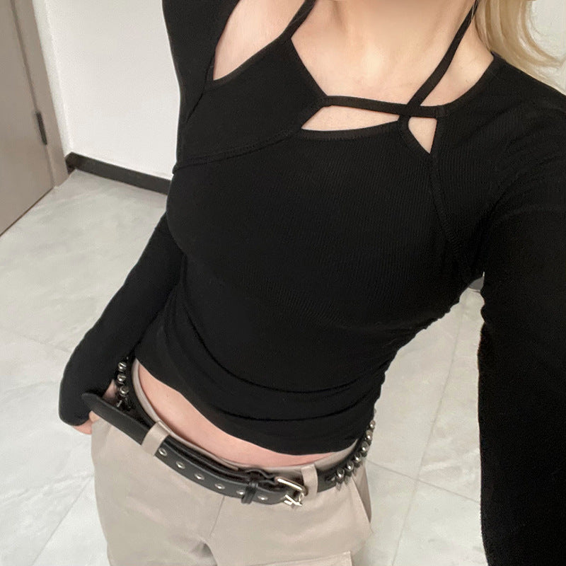 Patchwork Long Sleeve Crop Top - fairypeony