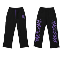Punk Letter Print Straight Leg Sweatpants - fairypeony