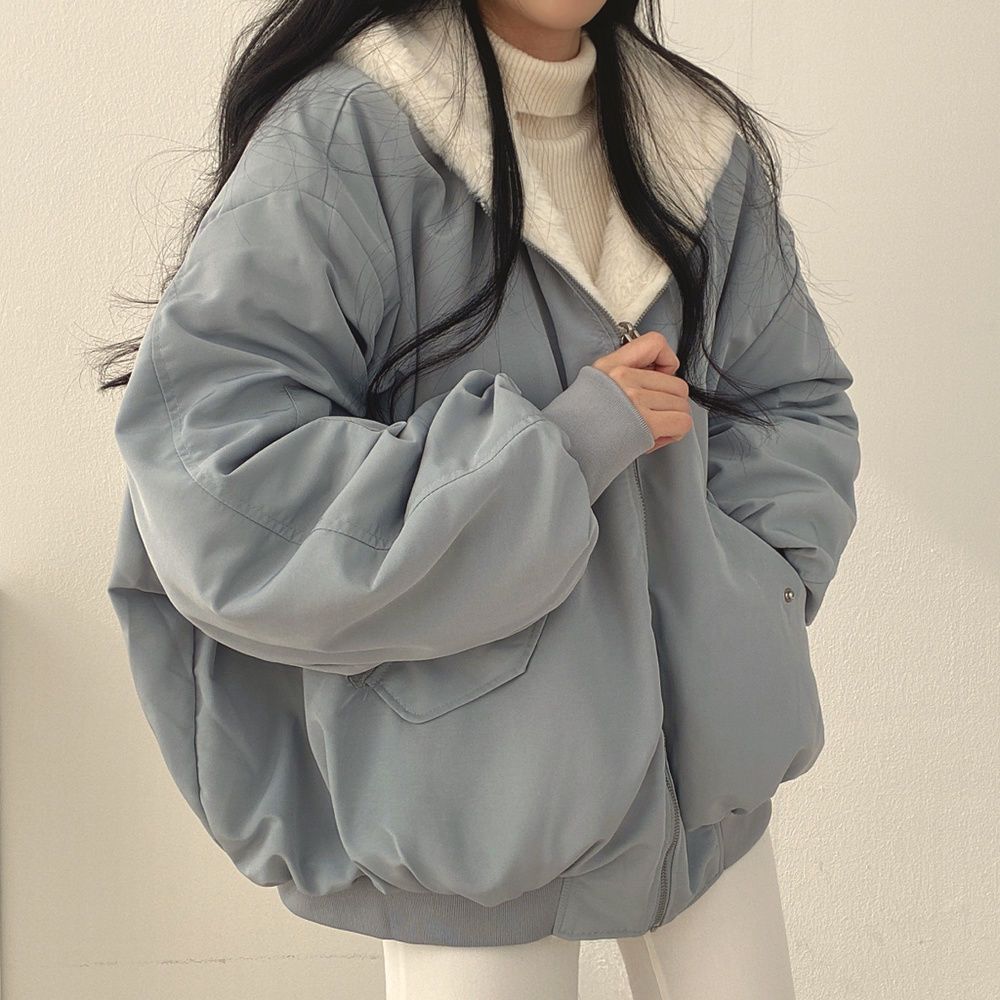 Reversible Oversize Fleece Hooded Jacket | fairypeony