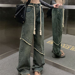 Fray Trim Vintage Boyfriend Jeans - fairypeony