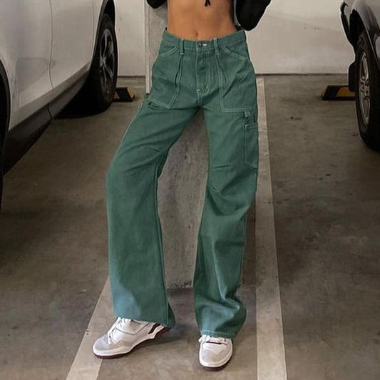 Street Trend Cool Washed Straight Jeans, , women clothing, street-trend-cool-washed-straight-jeans, , fairypeony