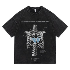 Anatomical Study Of A Broken Soul T-shirt, , women clothing, mens-ins-tide-brand-washed-clothes-summer-trend-loose-cotton-half-sleeved-t-shirt, black, L, M, XL, XXL, fairypeony