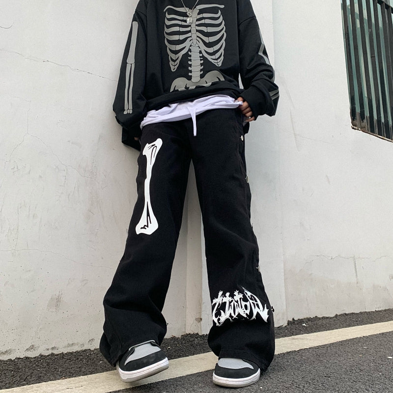 INS Harajuku Style Breasted Casual Loose Denim Trousers, , women clothing, ins-harajuku-style-breasted-casual-loose-denim-trousers, , fairypeony