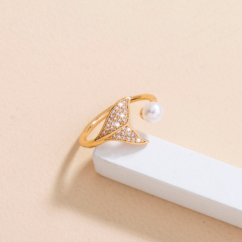 Pearl Tail Zircon Ring, , women clothing, pearl-tail-zircon-ring, , fairypeony