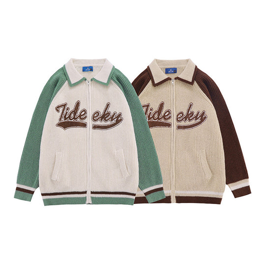 Emboidery Logo Zip Up Knit Cardigan, , women clothing, emboidery-logo-zip-up-knit-cardigan, , fairypeony