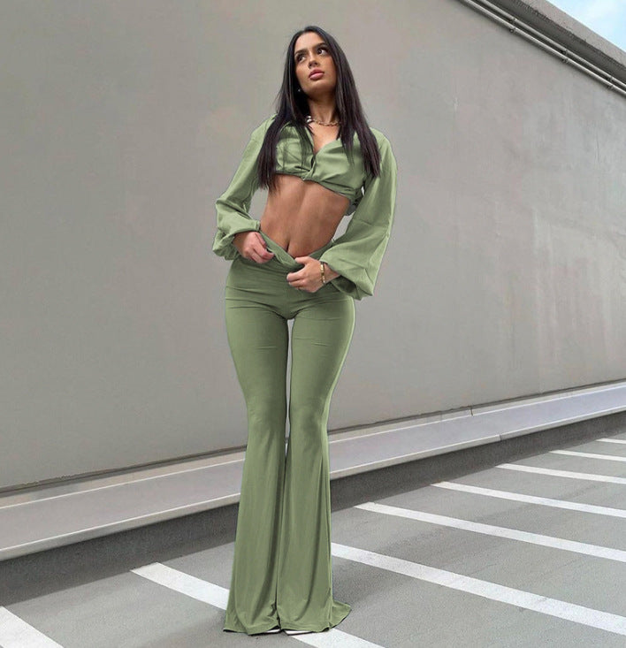 Casual High Waist Green Pants, , women clothing, casual-high-waist-green-pants, , fairypeony