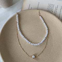 Simple Temperament Double-layer Pearl Clavicle Chain, , women clothing, simple-temperament-double-layer-pearl-clavicle-chain, , fairypeony