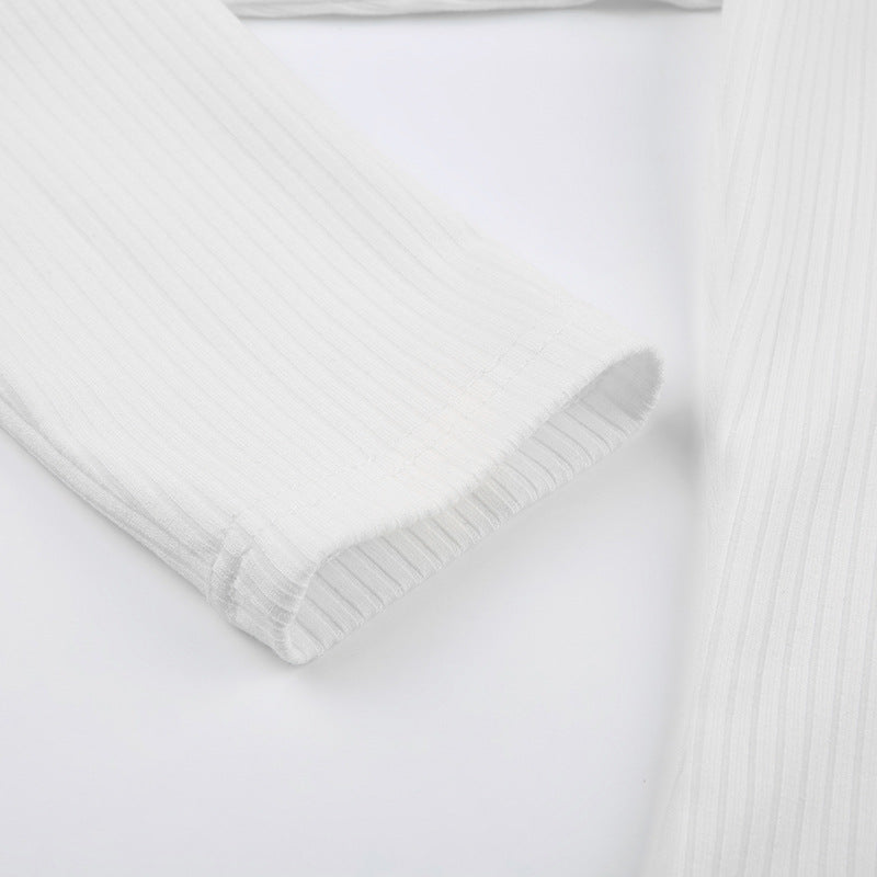 Lace Trim White Ribbed Knit Top - fairypeony