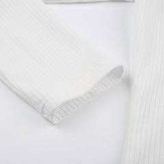 Lace Trim White Ribbed Knit Top - fairypeony