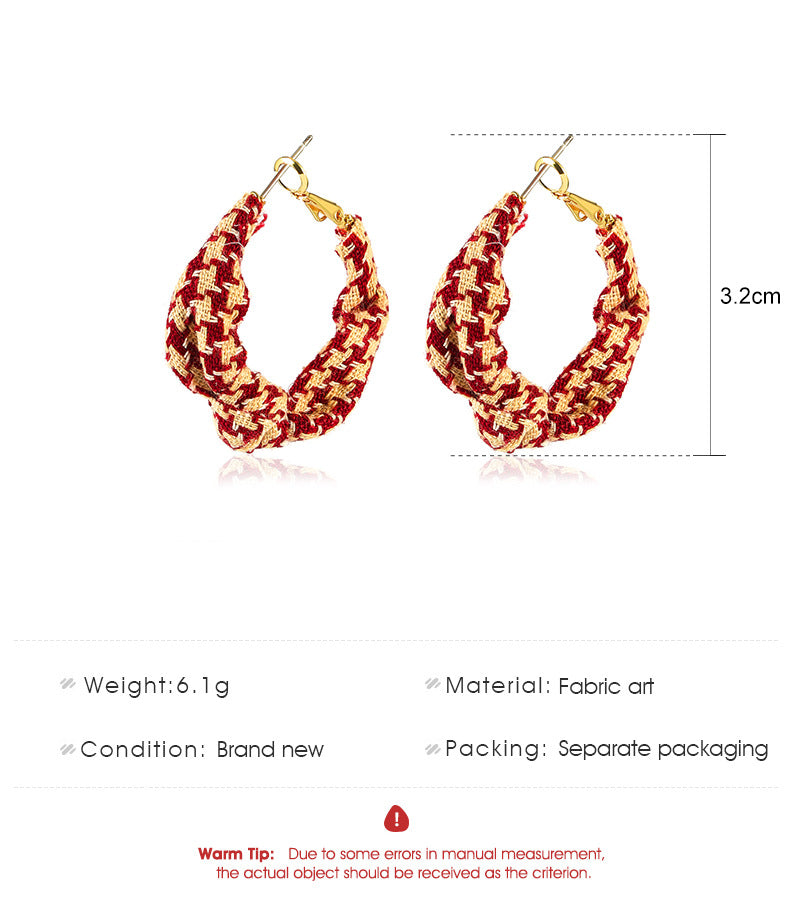 Vintage French Fabric Houndstooth Earrings, , women clothing, vintage-french-fabric-houndstooth-earrings, , fairypeony