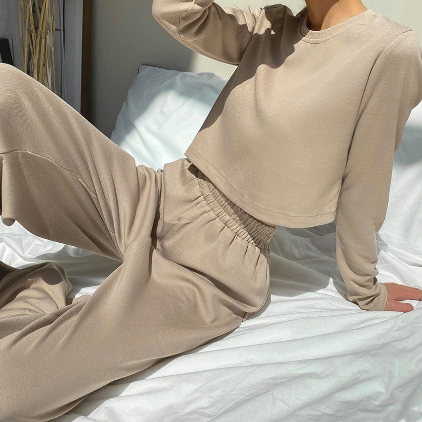 Casual Suit Long-sleeved Round Neck Sweater Trousers, , women clothing, casual-suit-long-sleeved-round-neck-sweater-trousers, , fairypeony