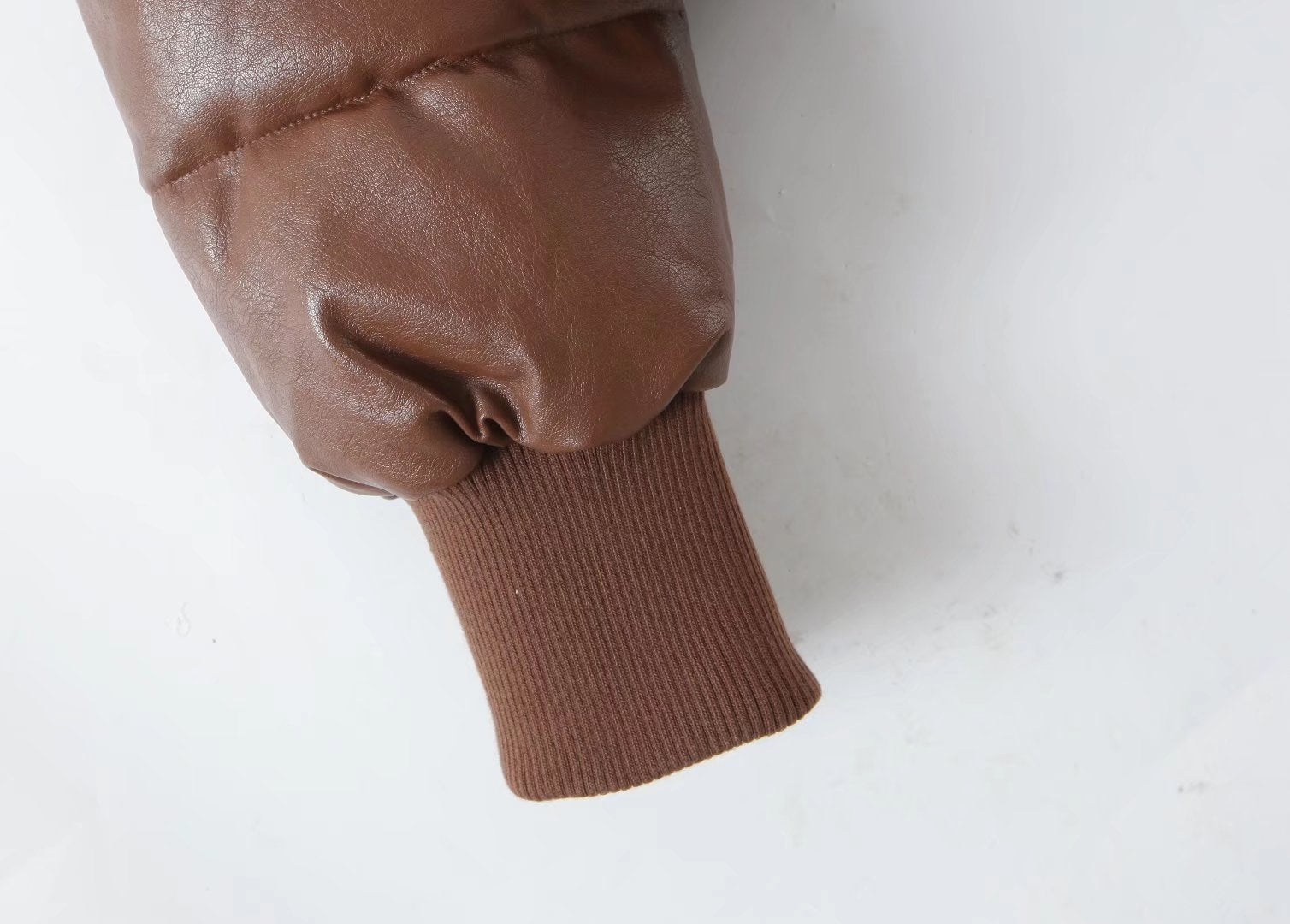 Zipper Pu Leather Puffer Jacket, , women clothing, zipper-pu-leather-puffer-jacket, , fairypeony