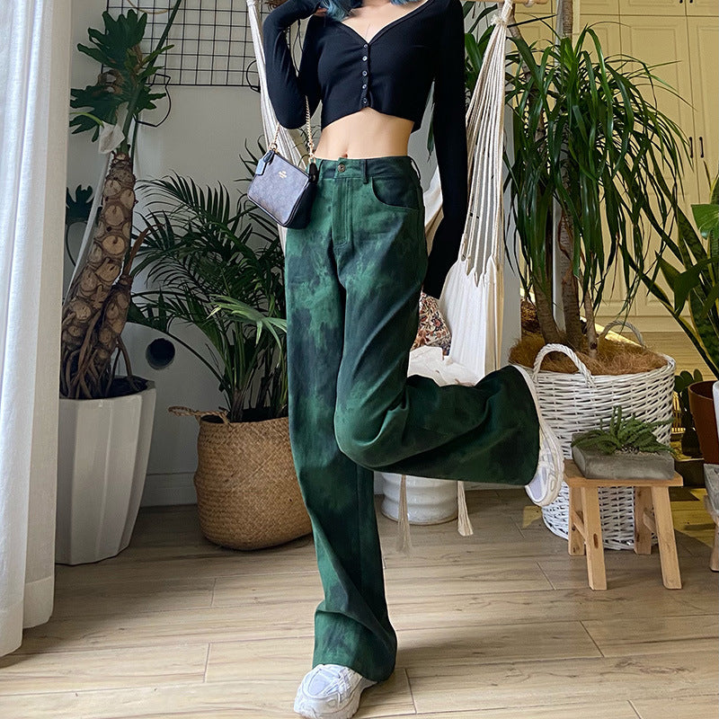 High Waist Loose Mopping Jeans, , women clothing, high-waist-loose-mopping-jeans, , fairypeony