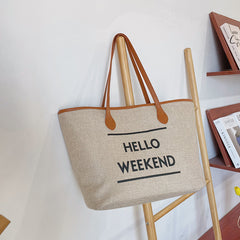 Canvas Fashion Printed Letters Large Capacity Shoulder Bag, , women clothing, canvas-fashion-printed-letters-large-capacity-shoulder-bag, , fairypeony