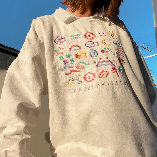 Catalina Island Vintage Sweatshirt, , women clothing, catalina-island-vintage-sweatshirt, L, M, S, vintage, white, fairypeony