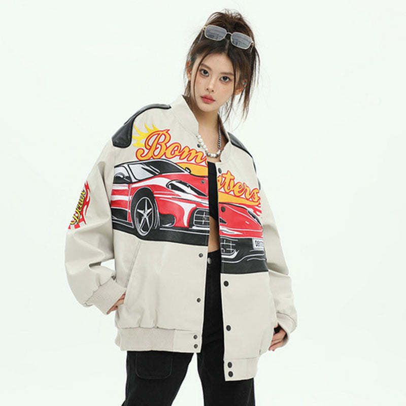 Logo Graphic Vintage Moto Varsity Jacket, , women clothing, logo-graphic-vintage-moto-varsity-jacket, , fairypeony