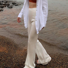 Pure Color Slimming Flared Pants, , women clothing, pure-color-slimming-flared-pants, , fairypeony